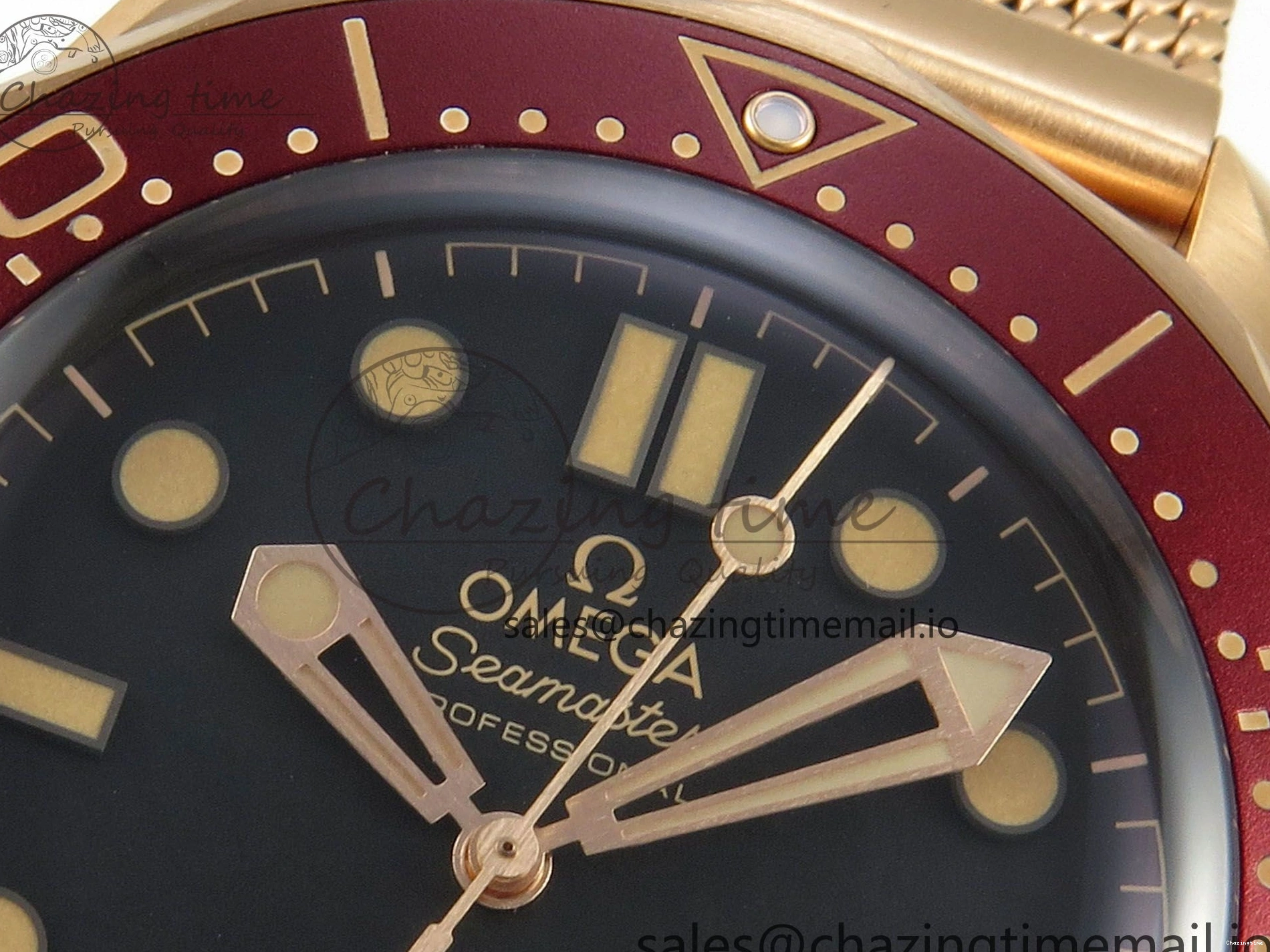 0510 Stylish Seamaster 300M Diver Rose Gold VSF 1:1 Best Edition Black Dial on Mesh Bracelet A 7662